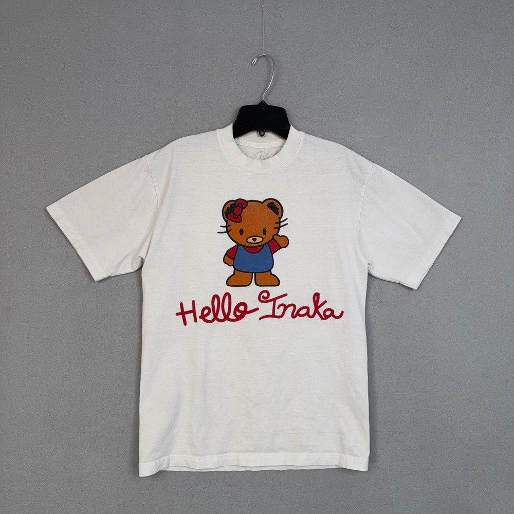 Inaka Power Shirt Adult Small White Graphic Hello Inaka Bear Streetwear Gym Tee